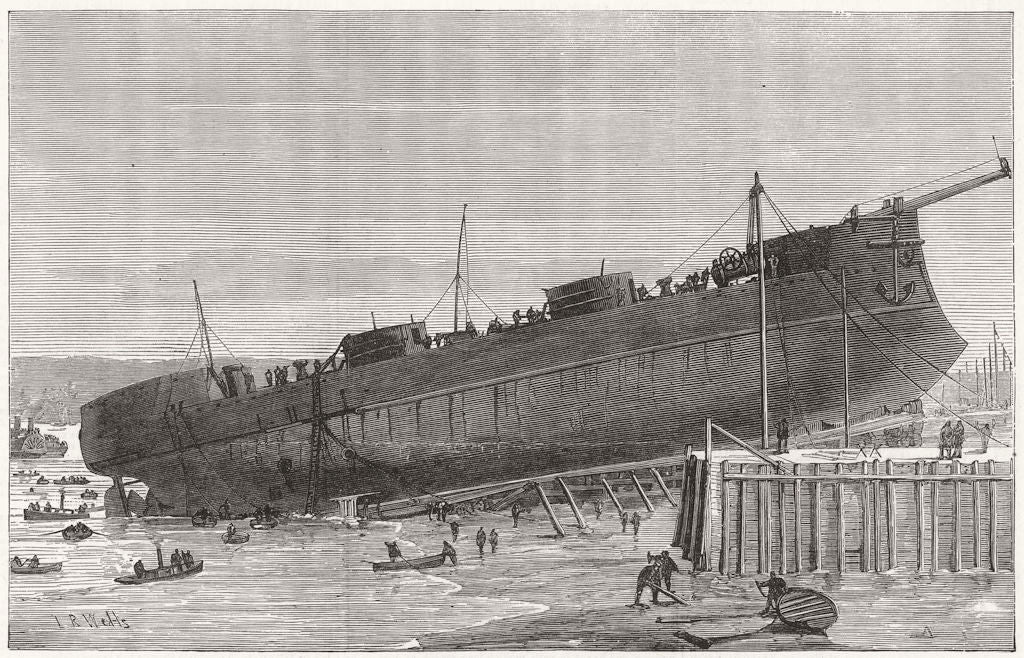 LONDON. Independencia, Brazilian ship, post attempted launch at Blackwall 1874